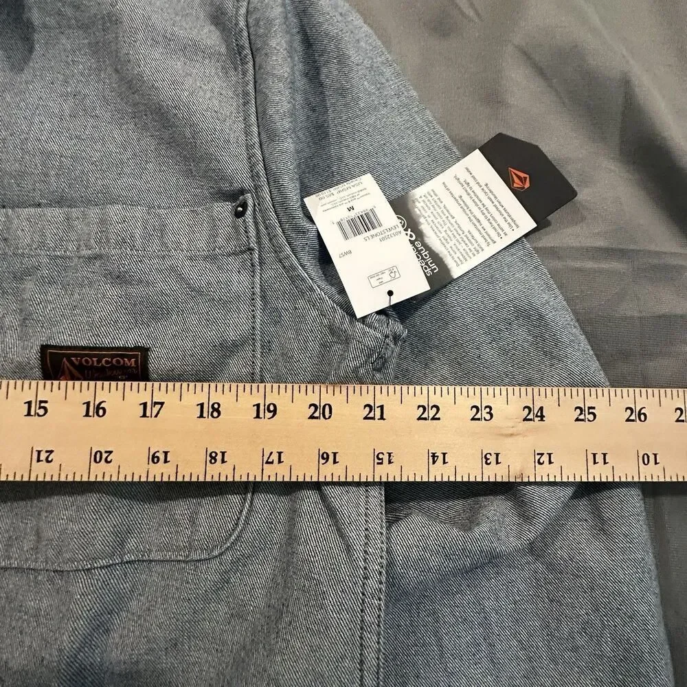 Volcom Levelstone Jacket Mens Medium Long Sleeve Button Collar Denim Shacket